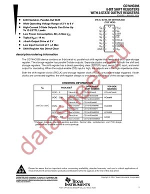 CD74HC595E datasheet  